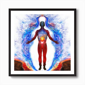 5 Elements Fire, Water, Air, Earth, Space Elements Inside A Human Painting Art Print