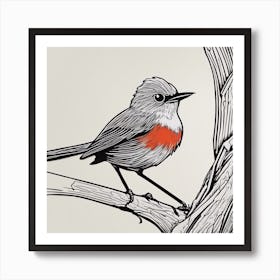 Red-Tailed Robin Art Print