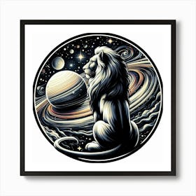 A lion and a cosmic scene Art Print