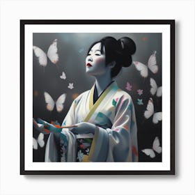 Japanese Woman  Oil Painting Art Print