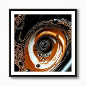 Warm Whirls: Abstract Coffee Art in Rich Browns and Creamy Whites" Art Print