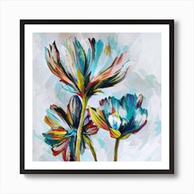 Flowers On A White Background Art Print