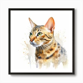 Bengal Glitter Cat Portrait 1 Art Print