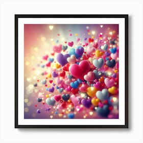 Colorful Hearts Art Print