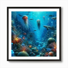 Jellyfish Ocean Art Print