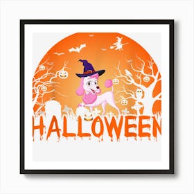 Pumpkin Face Cute Poodle Dog Lovers Scary Halloween Costume Art Print