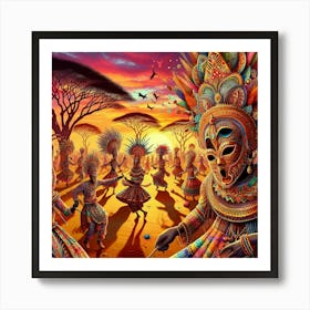 African Dancers wall art Art Print