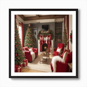 Christmas Living Room Art Print