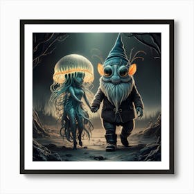 Gnome And Jellyfish Art Print