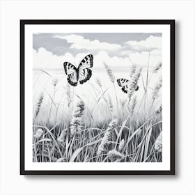 Butterflies In The Grass 2 Art Print