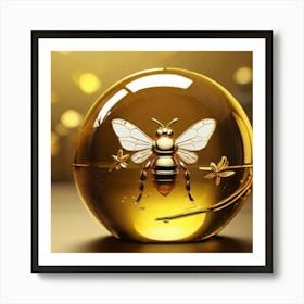 Bee On A Gold Ball Art Print