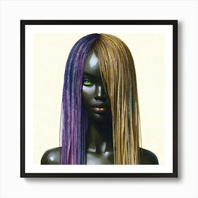 Black Woman With Colorful Hair 1 Art Print