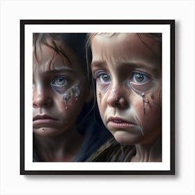 Two Crying Children Affiche