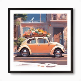 Groovy Grooves: A 60s Beetle Bloomin' with Love Art Print