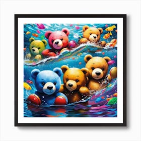 Teddy Bears In The Water Art Print