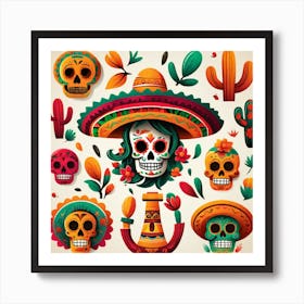 Day Of The Dead Skulls 2 Art Print