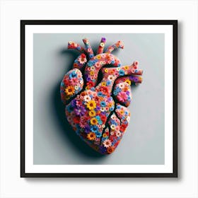 Heart Made Of Flowers Art Print