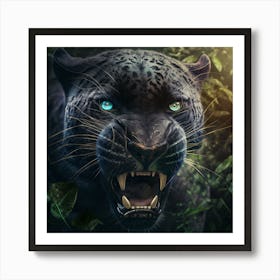 Black Jaguar In The Jungle Art Print