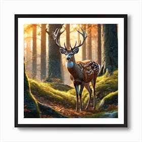 Deer In The Woods 64 Art Print