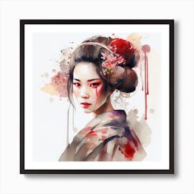 Watercolor Modern Geisha #2 Art Print