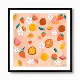 Oranges And Flowers Art Print