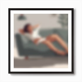 Woman Relaxing On A Couch Art Print