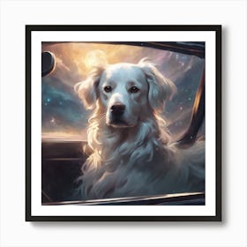 Dog In The Car Art Print