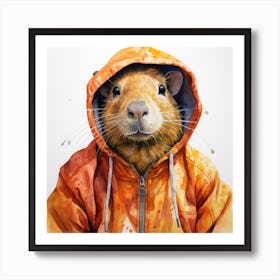 Watercolour Cartoon Capybara In A Hoodie 3 Poster