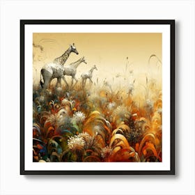 Giraffes In The Grass Art Print