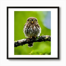 Owl Perched On Branch Art Print