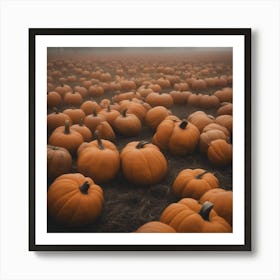 Foggy Pumpkins Art Print