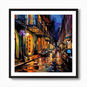 New Orleans Street At Night Art Print