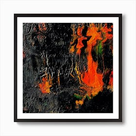 Red flames Abstract Painting Art Print