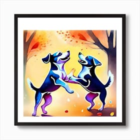 Two Dogs playing Art Print