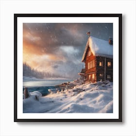 House In The Snow Art Print