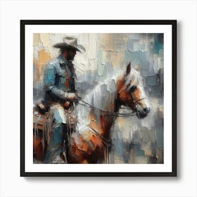 Cowboy on horse Art Print