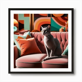 Cat On A Couch Art Print