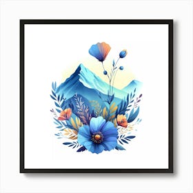 Blue Flowers In The Mountains Art Print