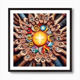 Religious Symbols In A Circle Art Print