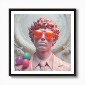 'The Man In Pink'Whimsical Home: Bust of Man, Pink Ball, and Gum Display Art Print
