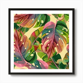 Monstera Colorful Leaves Foliage Art Print