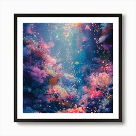 Under The Sea Pinks Blues Art Print