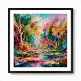 A stunning oil painting of a vibrant and abstract watercolor 16 Art Print