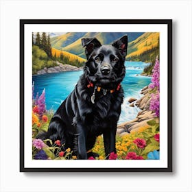 Dog By The Lake Art Print