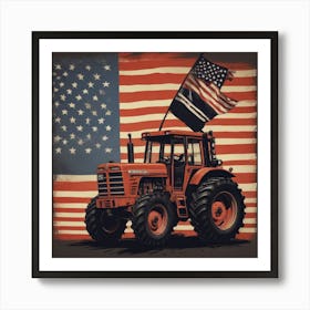 American Flag Tractor 7 Art Print