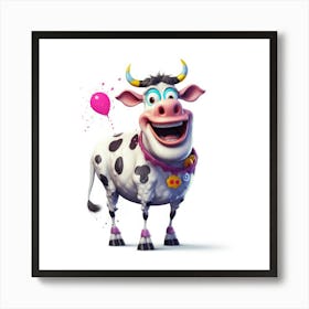 Cow With Balloons Art Print