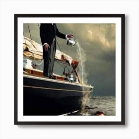 Man On A Boat Art Print