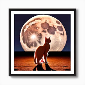 Full Moon Cat 1 Art Print