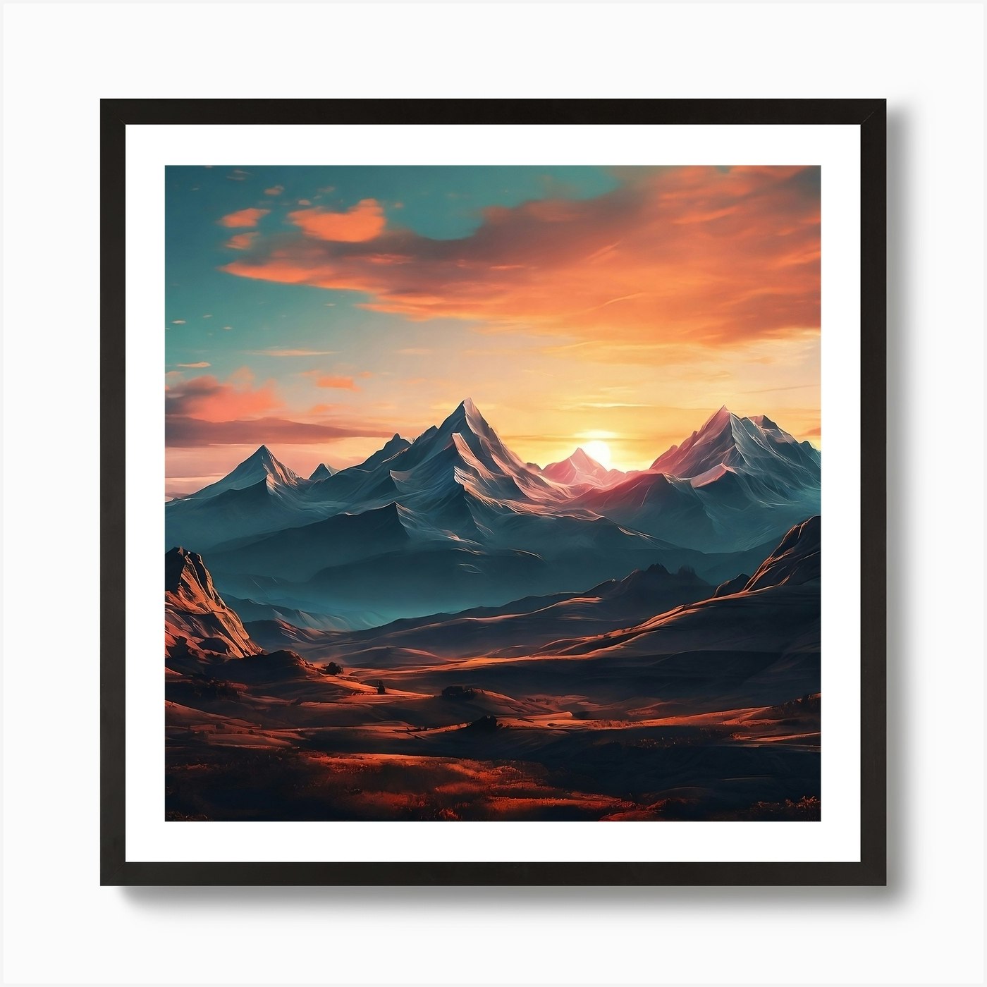 Nature Magic: Sunset Over Mountains Canvas Art Art Print by Alpha Graphix -  Fy