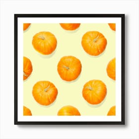 Pumpkins On A Yellow Background Art Print